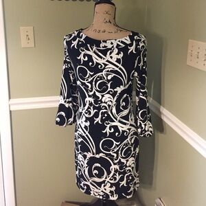 Elegant Black and White Patterned Dress